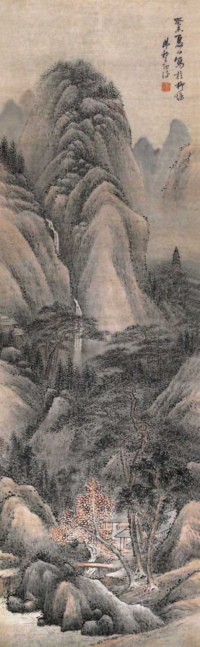 王功后 1883年作 松间溪隐 立轴